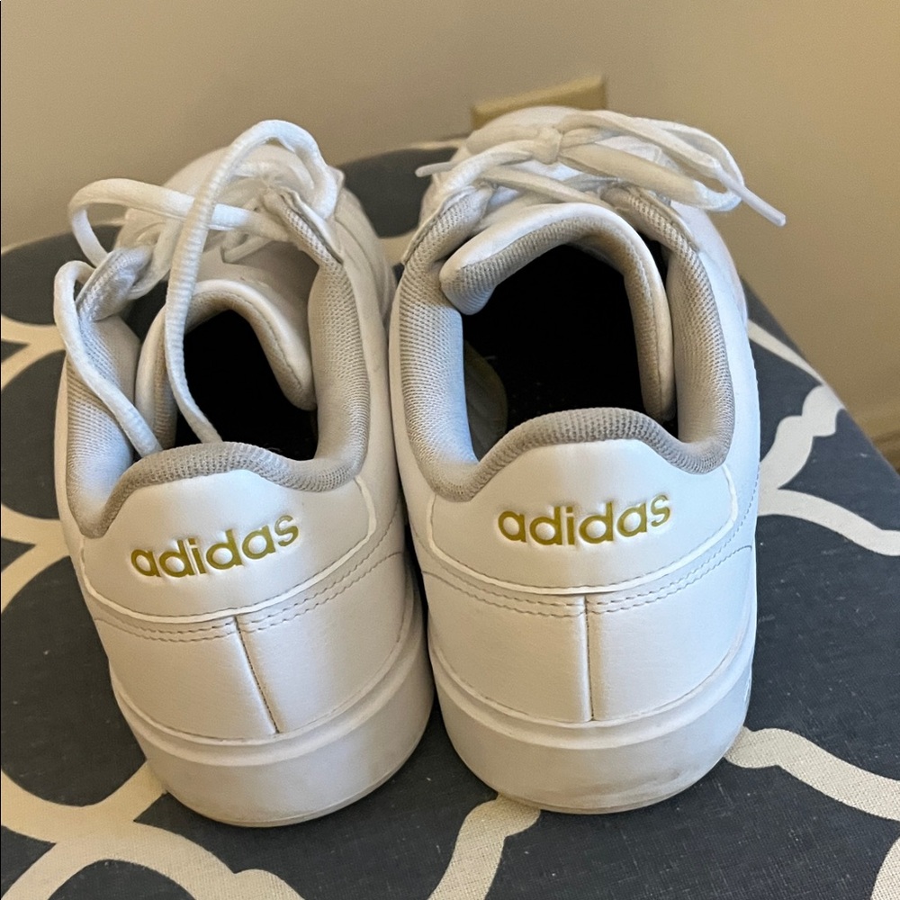 adidas Women’s White Sneakers with Gold adidas Script